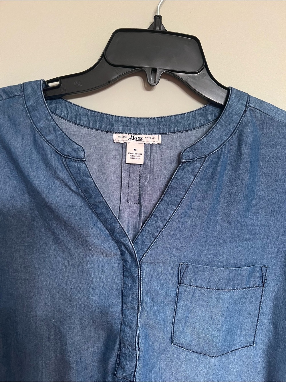 Bass Women’s Casual Denim-Style Button Down Shirt in Blue